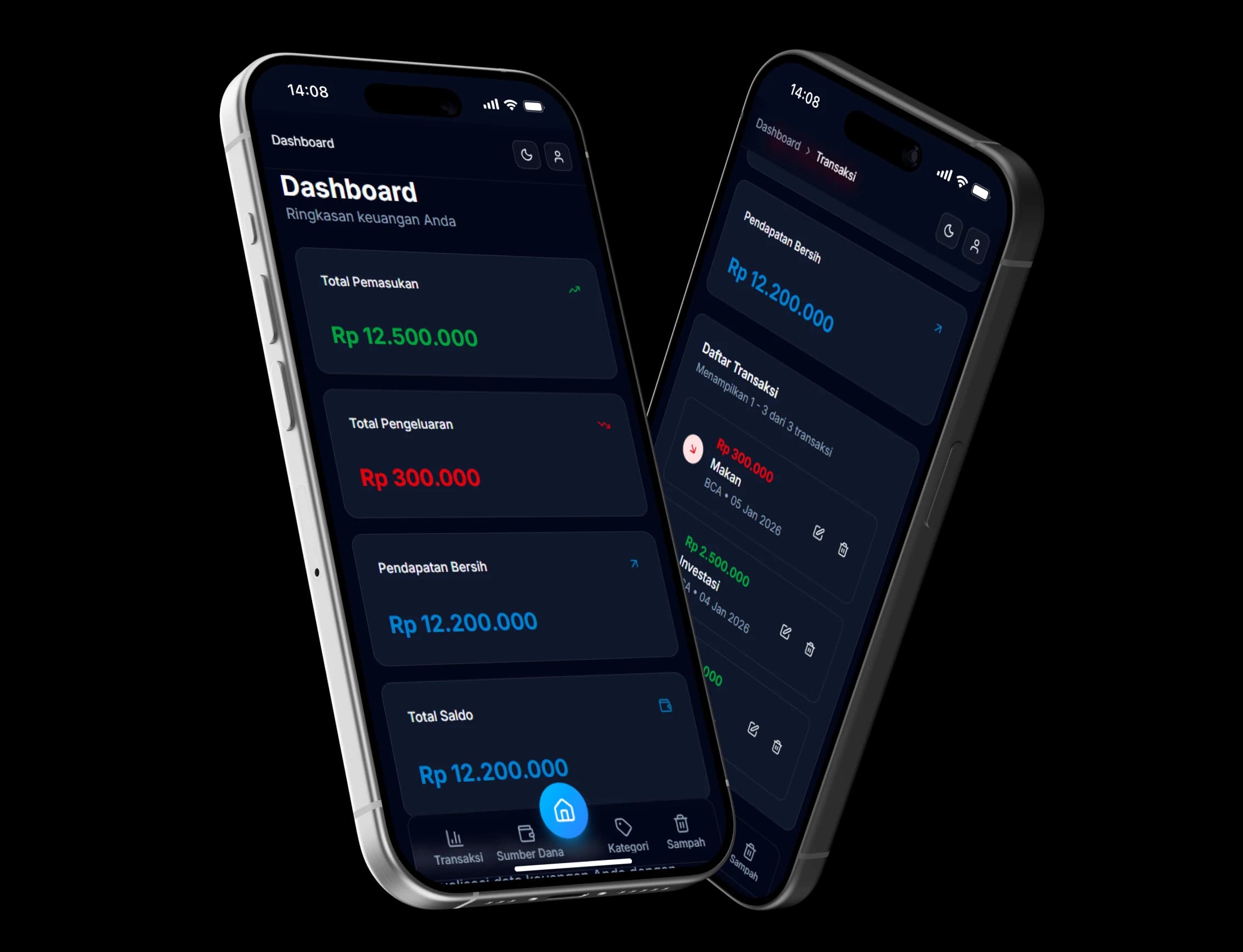 Lacak Uang App Mockup
